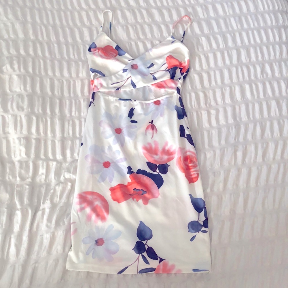 White floral cut out mini dress